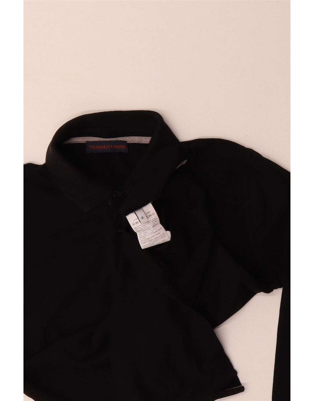 Camisa polo masculina de manga comprida TRUSSARDI JEANS algodão preto médio
