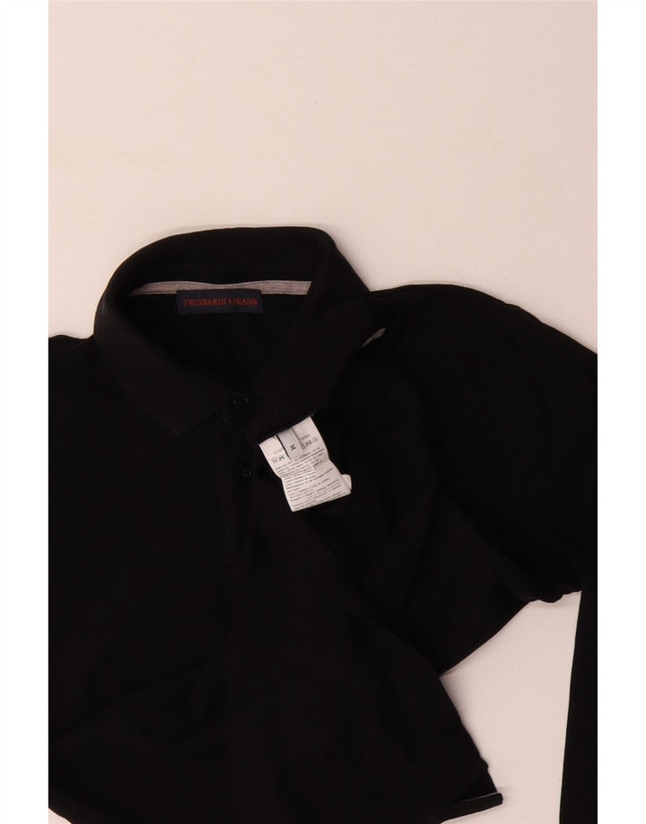 Camisa polo masculina de manga comprida TRUSSARDI JEANS algodão preto médio