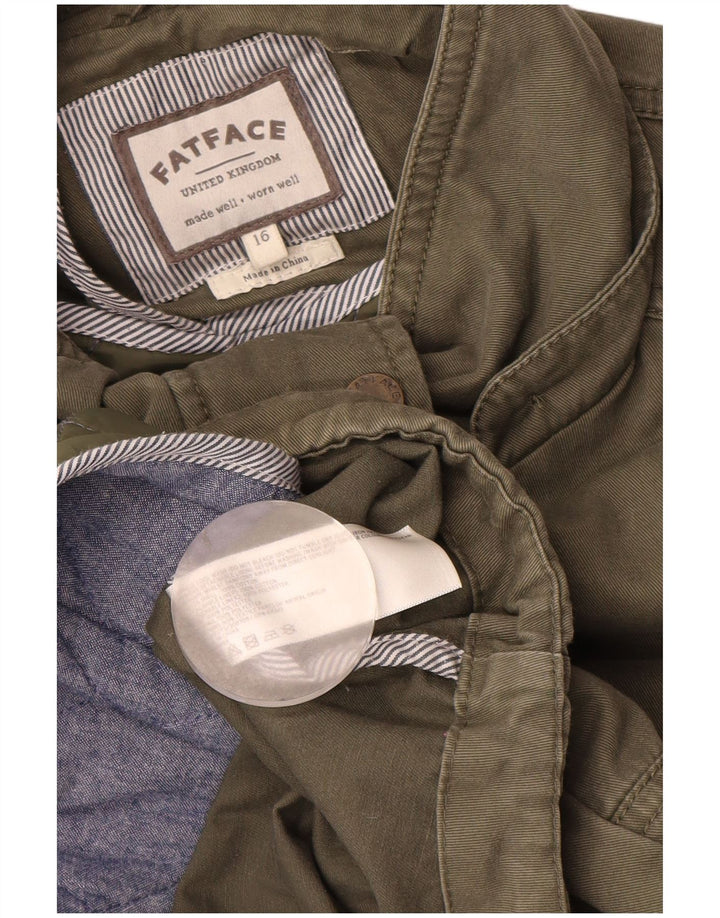 Jaqueta Parka Feminina Fat Face Reino Unido 16 Grande Algodão Cáqui
