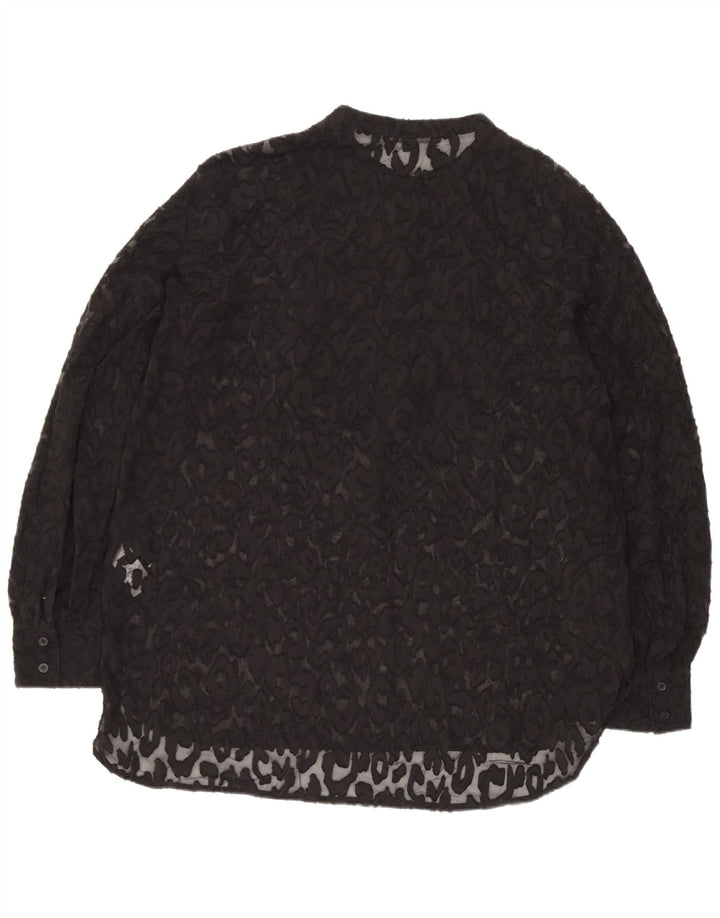 Top túnica feminina French Connection transparente Reino Unido 12 médio preto
