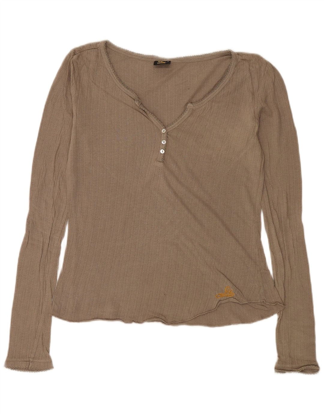 Lee Womens Top Manga Longa Reino Unido 14 Grande Bege