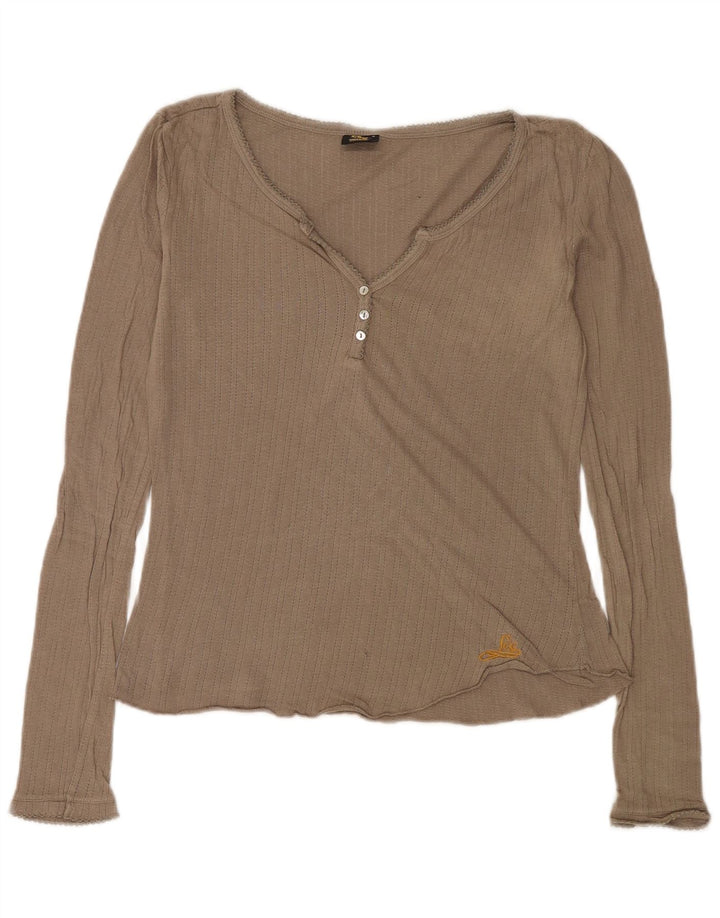 Lee Womens Top Manga Longa Reino Unido 14 Grande Bege