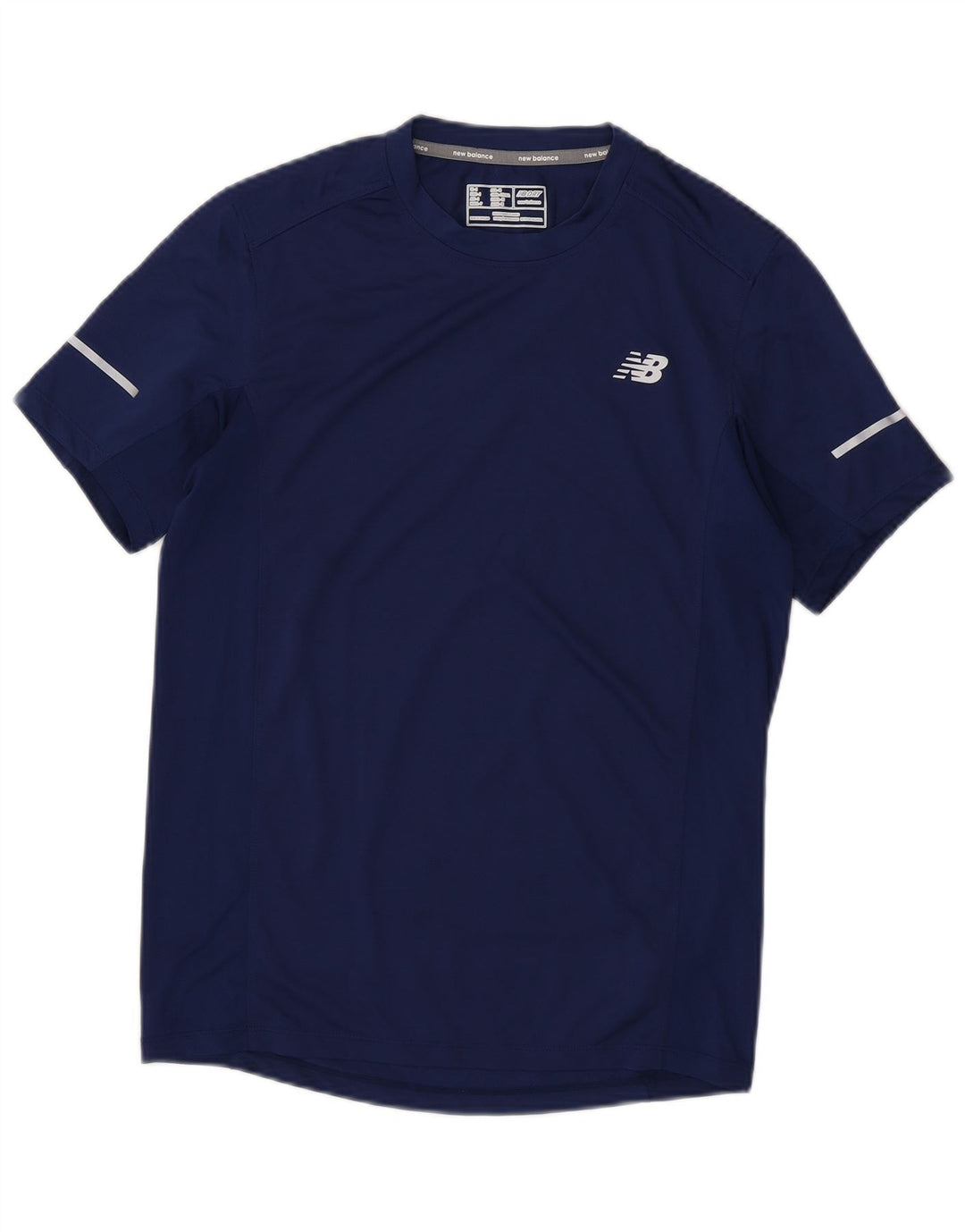 Camiseta masculina New Balance pequena azul marinho poliéster