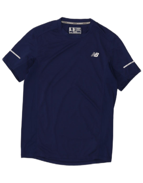 Camiseta masculina New Balance pequena azul marinho poliéster