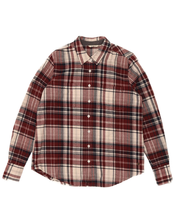 Camisa de flanela feminina Mustang EU 34 XS Borgonha xadrez algodão