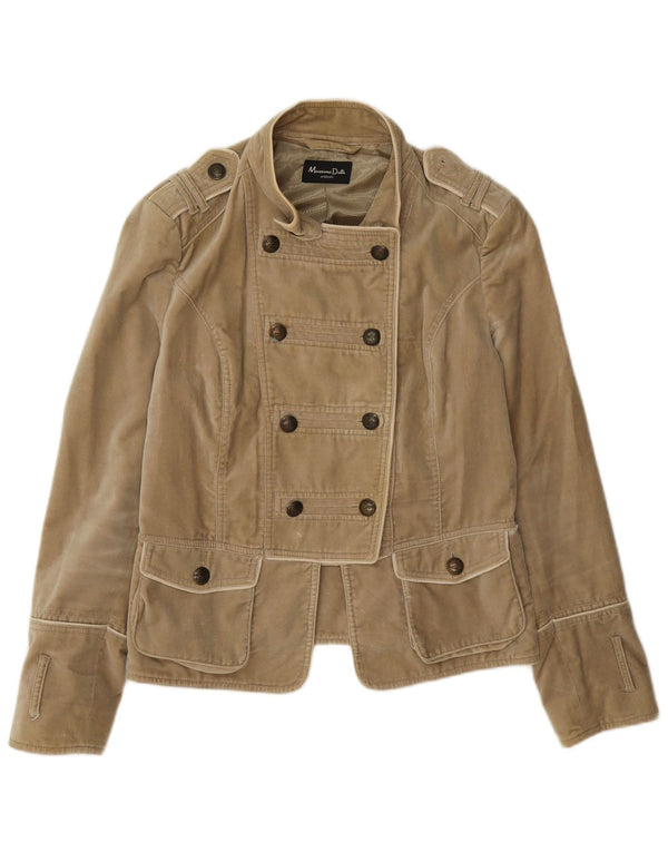 Jaqueta blazer militar feminina Massimo Dutti com peito duplo Reino Unido 18 XL bege