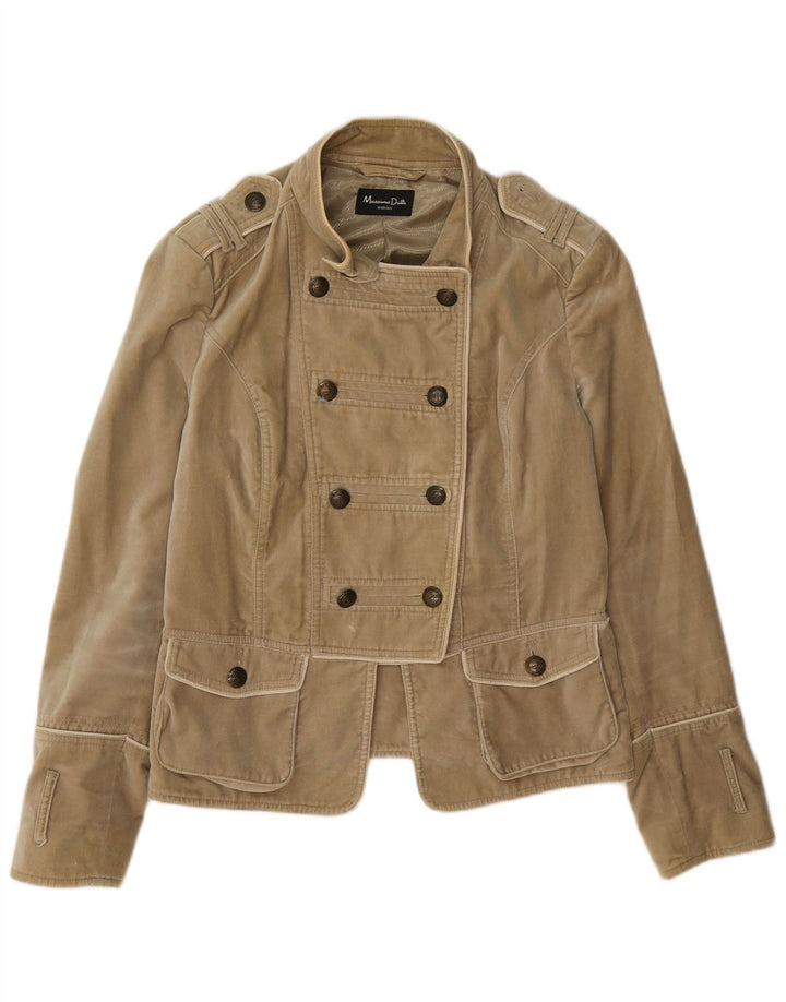 Jaqueta blazer militar feminina Massimo Dutti com peito duplo Reino Unido 18 XL bege
