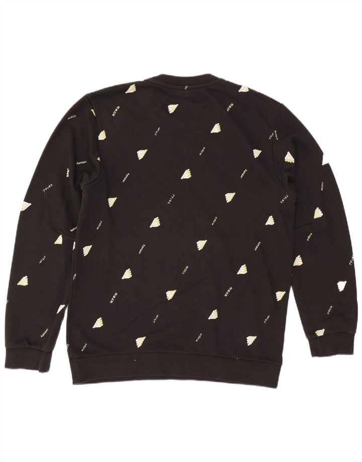 Adidas Mens Graphic Moletom Jumper Grande Algodão Preto