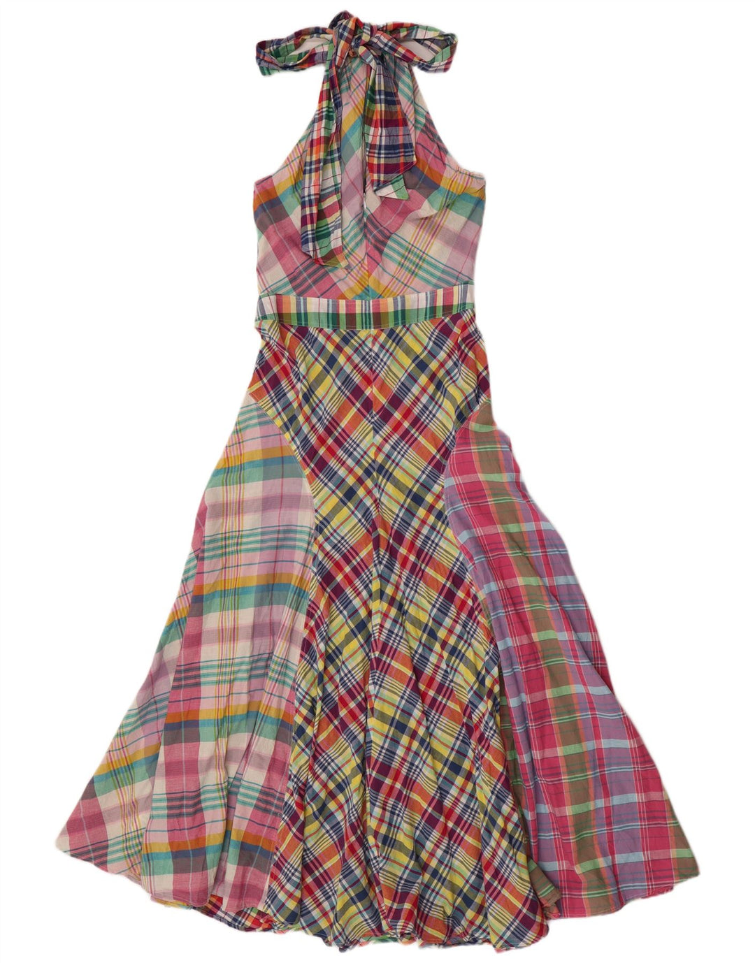 Vestido feminino Polo Ralph Lauren frente única EUA 10 grandes retalhos multicoloridos