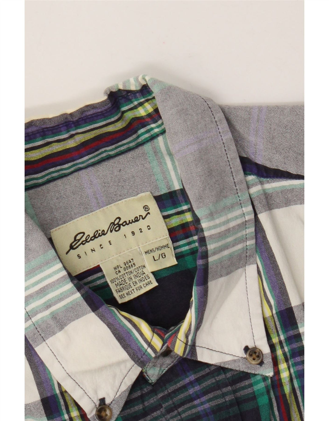 Camisa masculina de manga curta Eddie Bauer, grande algodão xadrez multicolorido