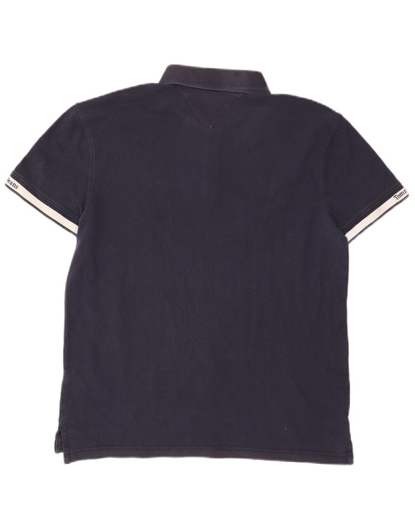 Camisa polo masculina Tommy Hilfiger grande algodão colorblock azul marinho