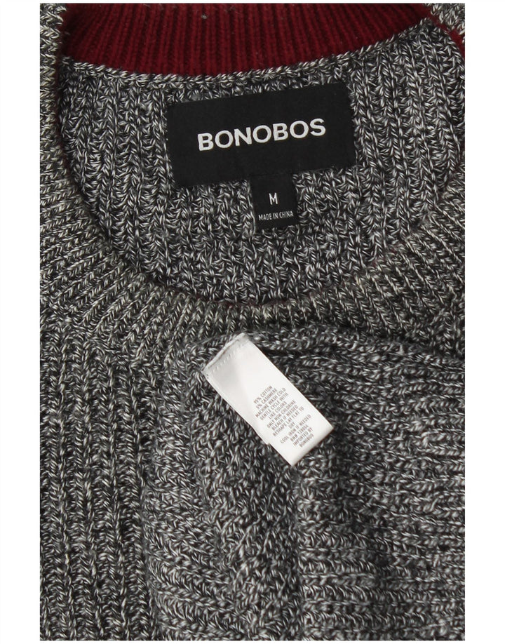 Suéter masculino BONOBOS com gola redonda e algodão manchado cinza médio