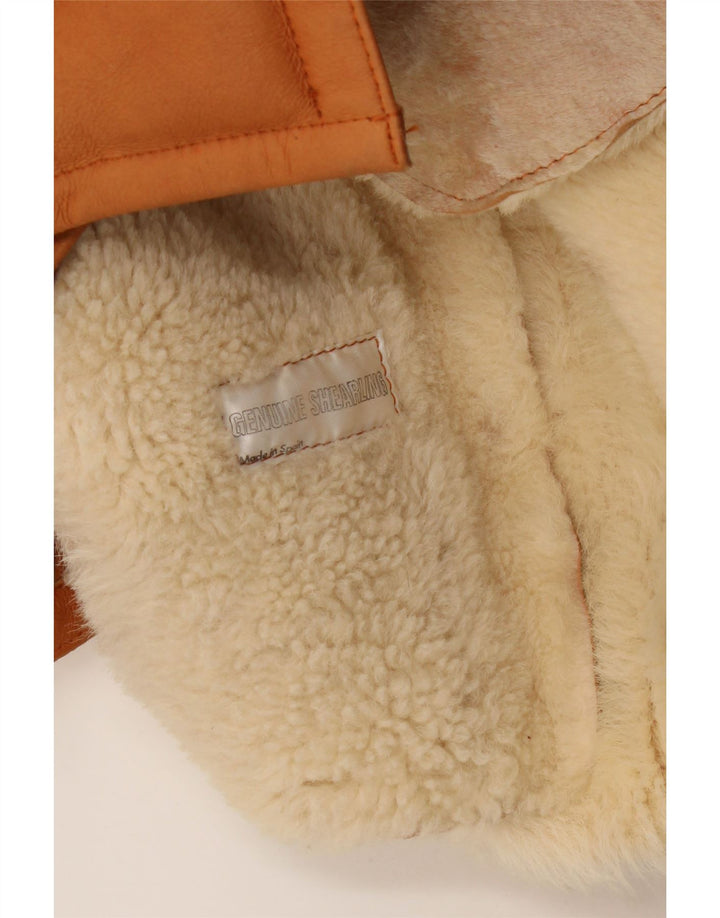 Jaqueta masculina vintage de shearling UK 36 pequena marrom shearling