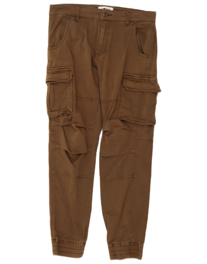 Gas Mens Joggers Cargo Calças Grande W34 L29 Bege