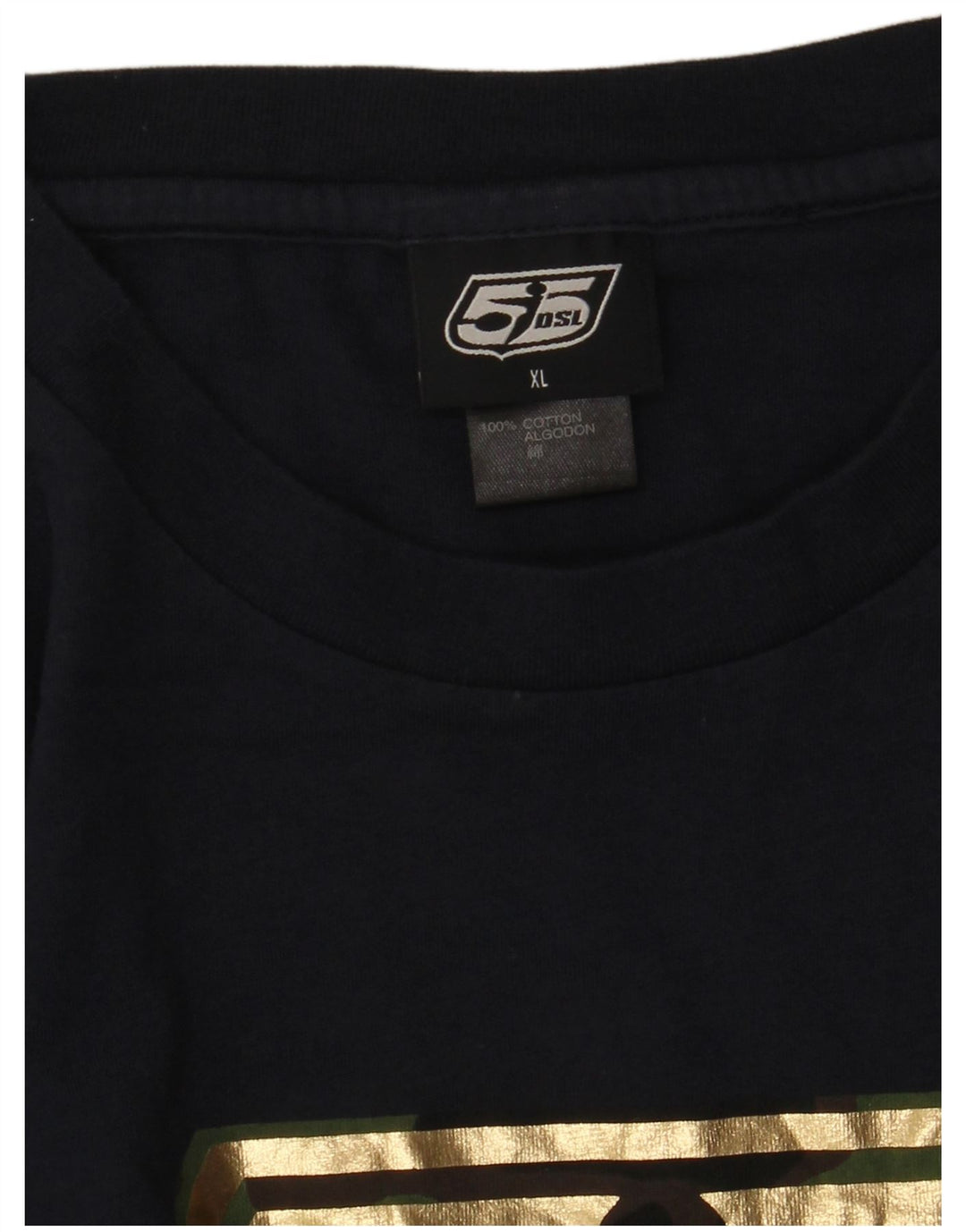 DIESEL Camiseta masculina gráfica de manga comprida XL azul marinho algodão