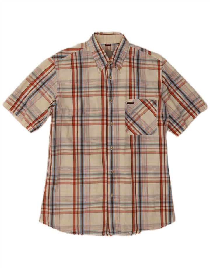 MARLBORO CLASSICS Camisa masculina de manga curta média xadrez multicolorida