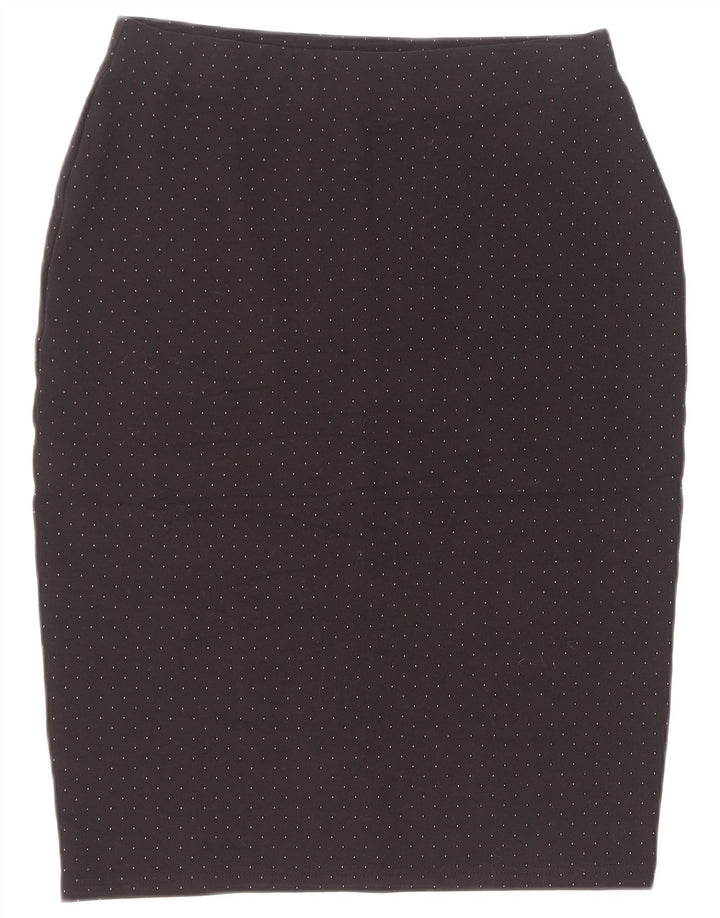 Saia lápis feminina Marks & Spencer Reino Unido 12 médio W30 viscose manchada preta