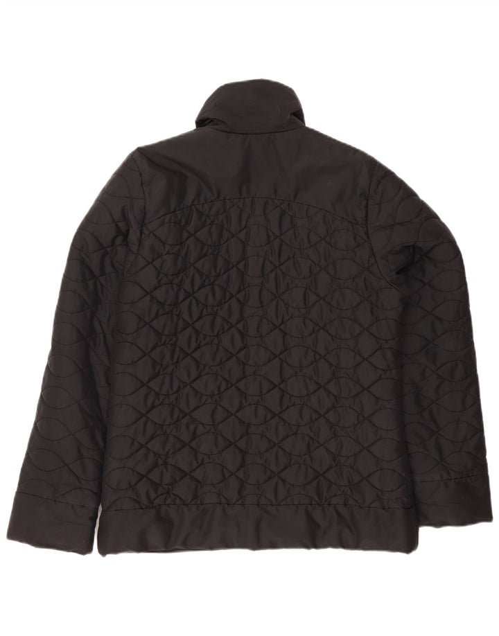Jaqueta acolchoada feminina Adidas UK 12 poliéster preto médio