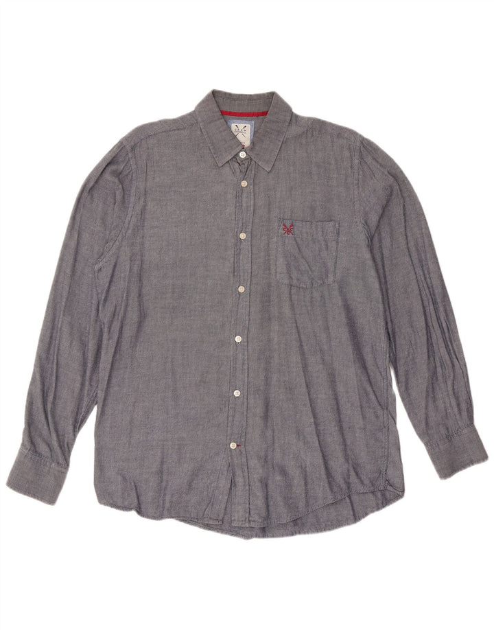CREW CLOTHING Camisa masculina clássica de ajuste médio algodão azul marinho