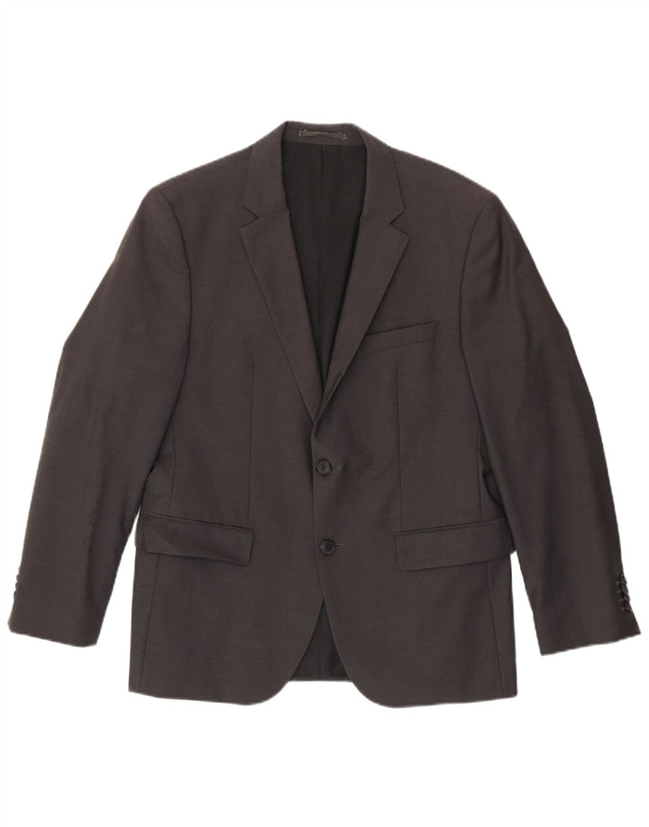 Jaqueta blazer masculina Hugo Boss com 2 botões Reino Unido 36 pequena lã virgem cinza