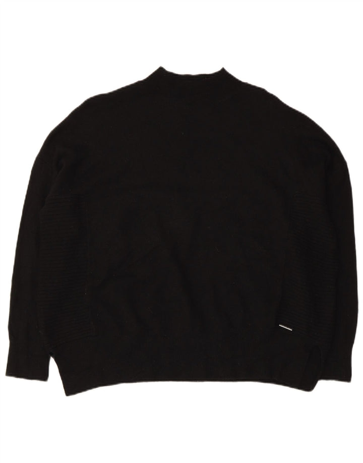 Superdry Suéter feminino superdimensionado com gola de tartaruga Reino Unido 10 pequeno preto