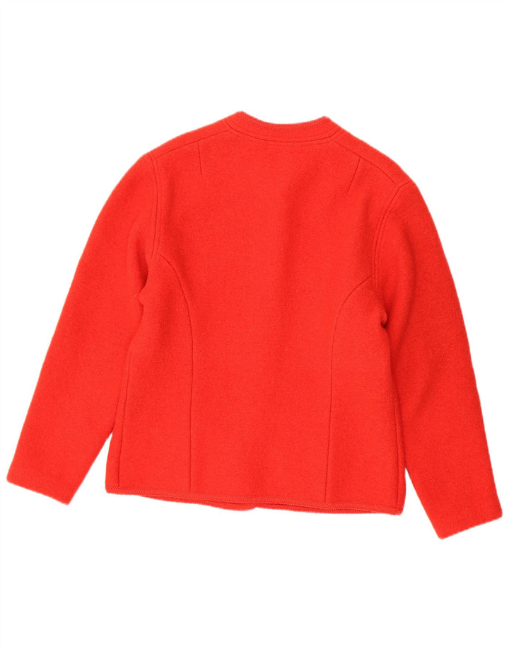 Suéter cardigã feminino vintage IT 42 lã virgem vermelha média