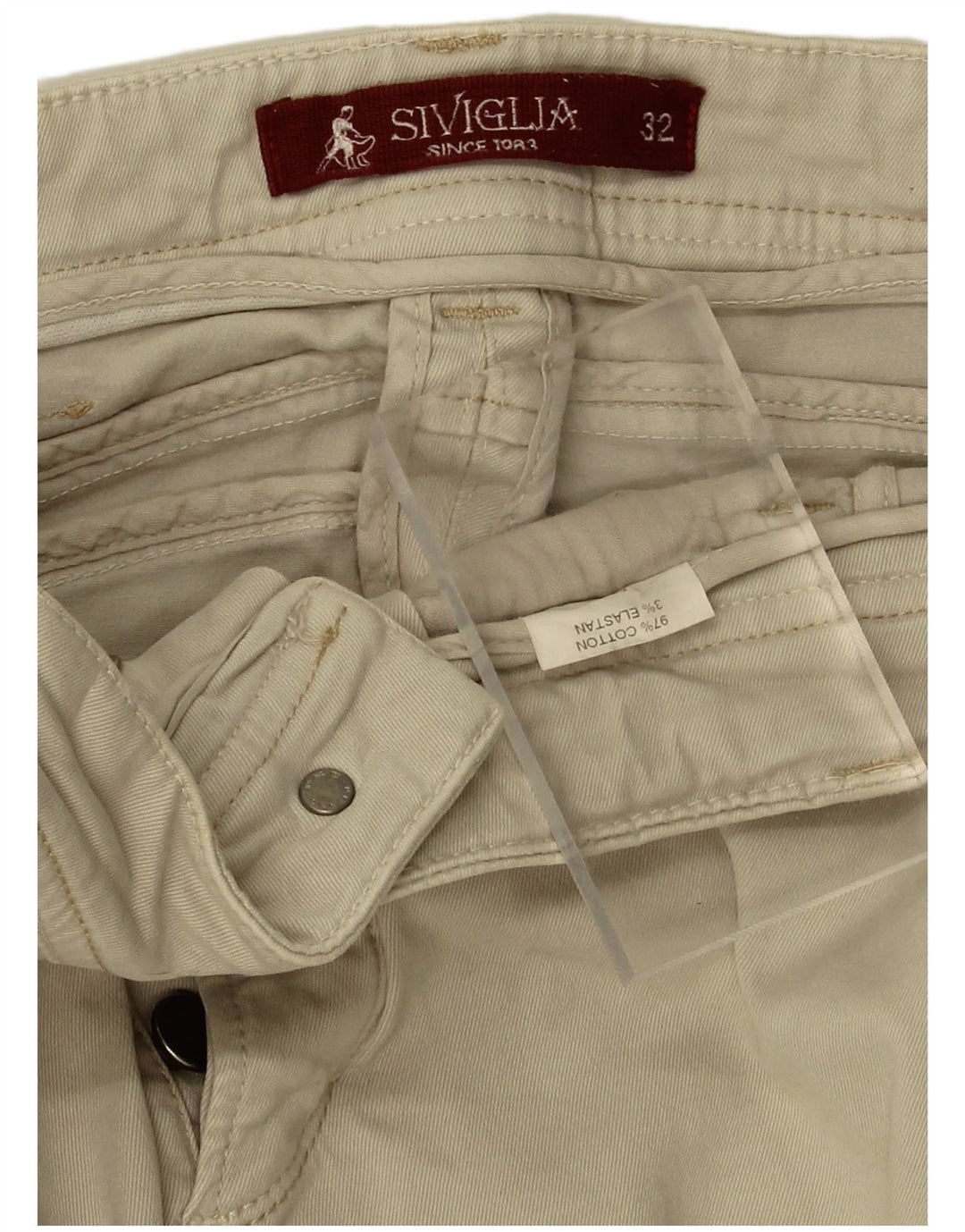 Calça Chino Masculina Slim SIVIGLIA W32 L30 Algodão Bege