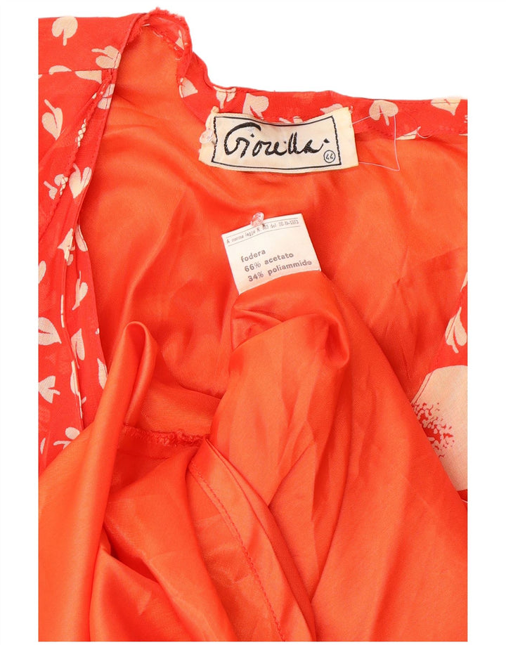 Vestido vintage feminino com babados frontal linha A ITB 44 médio vermelho floral retrô