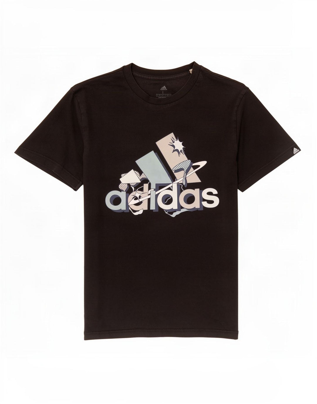 Adidas Mens Graphic T-Shirt Top Grande Algodão Preto