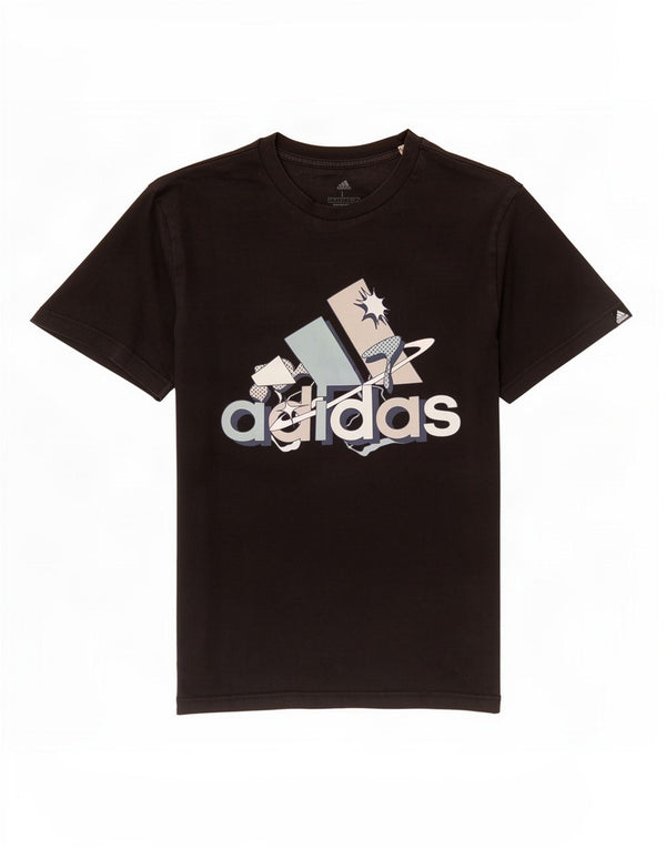 Adidas Mens Graphic T-Shirt Top Grande Algodão Preto