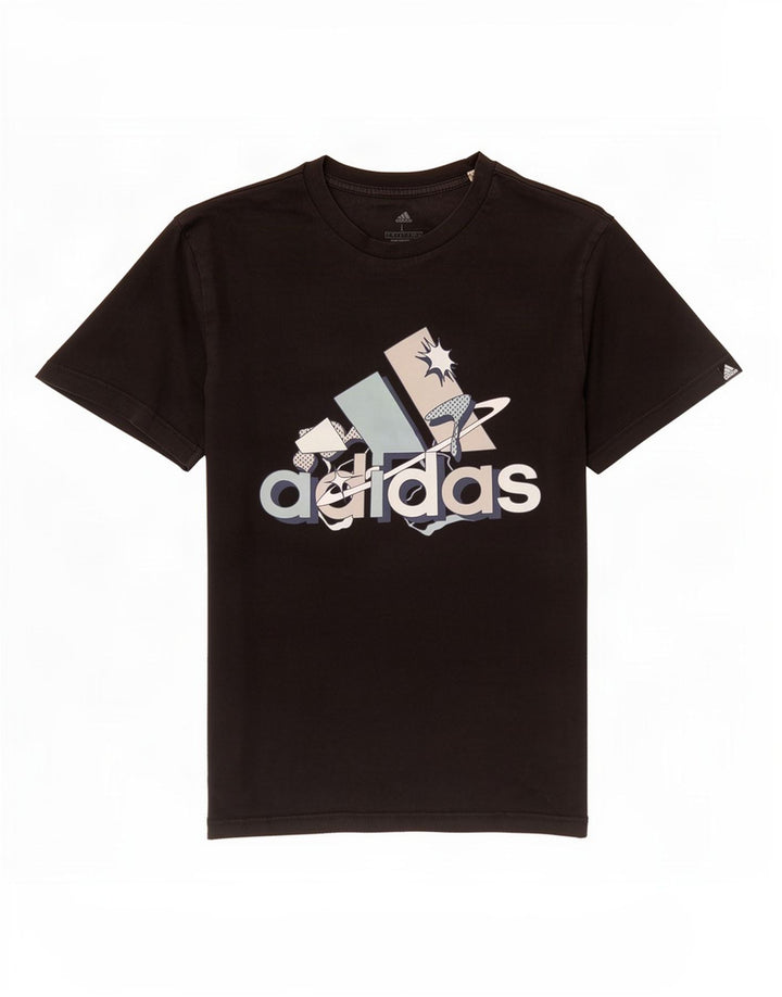 Adidas Mens Graphic T-Shirt Top Grande Algodão Preto