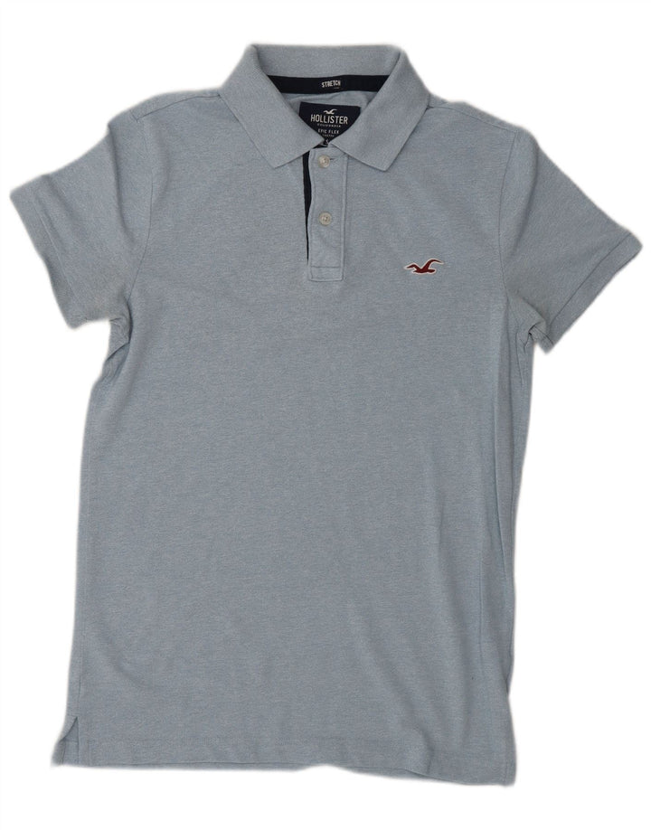 Camisa polo masculina HOLLISTER pequena de algodão azul