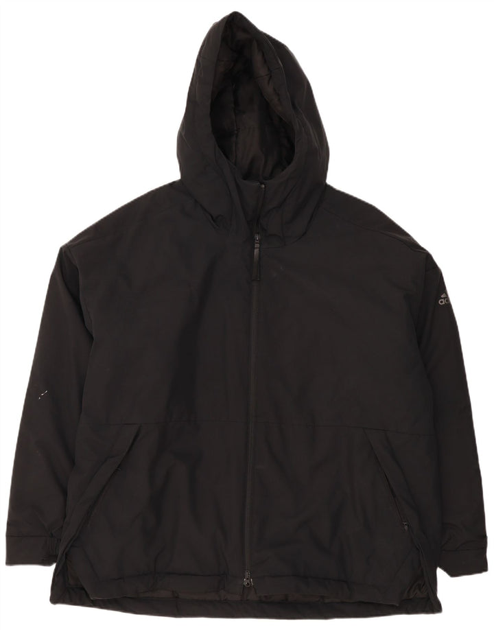 Jaqueta acolchoada com capuz masculina Adidas UK 42 XL poliéster preto