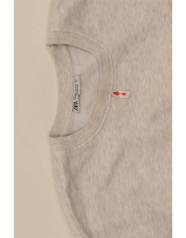 Zara moletom feminino oversized crop suéter Reino Unido 10 pequeno cinza manchado