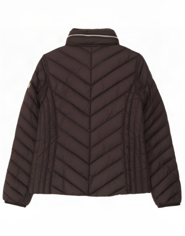 Jaqueta acolchoada com capuz feminino Michael Kors Reino Unido 14 nylon preto médio