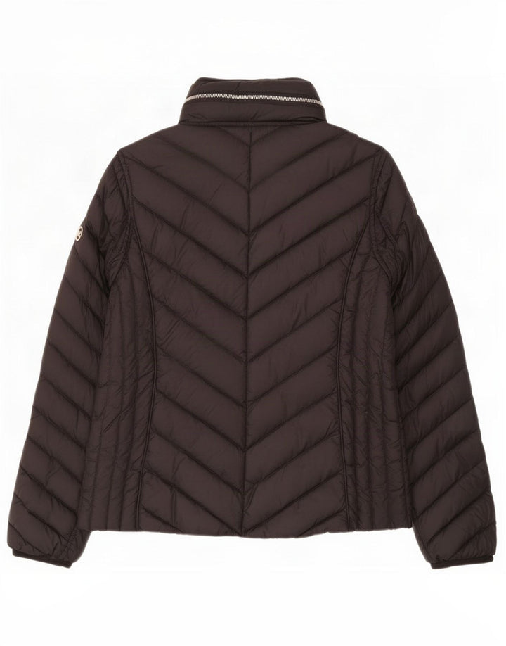Jaqueta acolchoada com capuz feminino Michael Kors Reino Unido 14 nylon preto médio