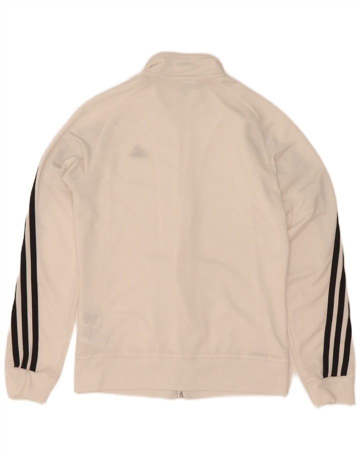 Adidas Womens Tracksuit Top Jacket UK 12 Médio Branco Poliéster