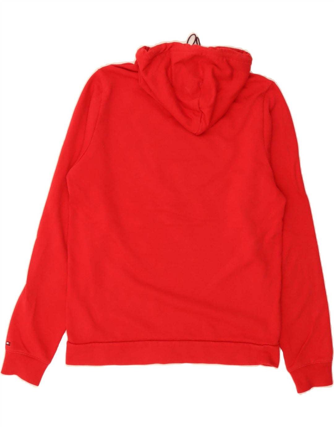 TOMMY HILFIGER Mens Graphic Hoodie Jumper Small Red Cotton Vintage Tommy Hilfiger and Second-Hand Tommy Hilfiger from Messina Hembry 