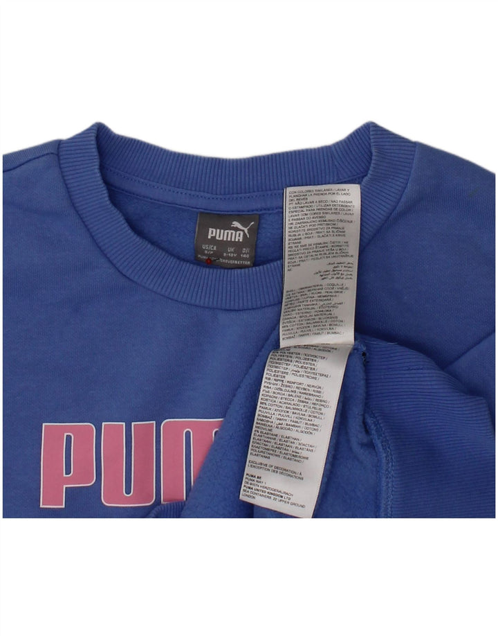 Suéter gráfico PUMA para meninas 9-10 anos algodão azul
