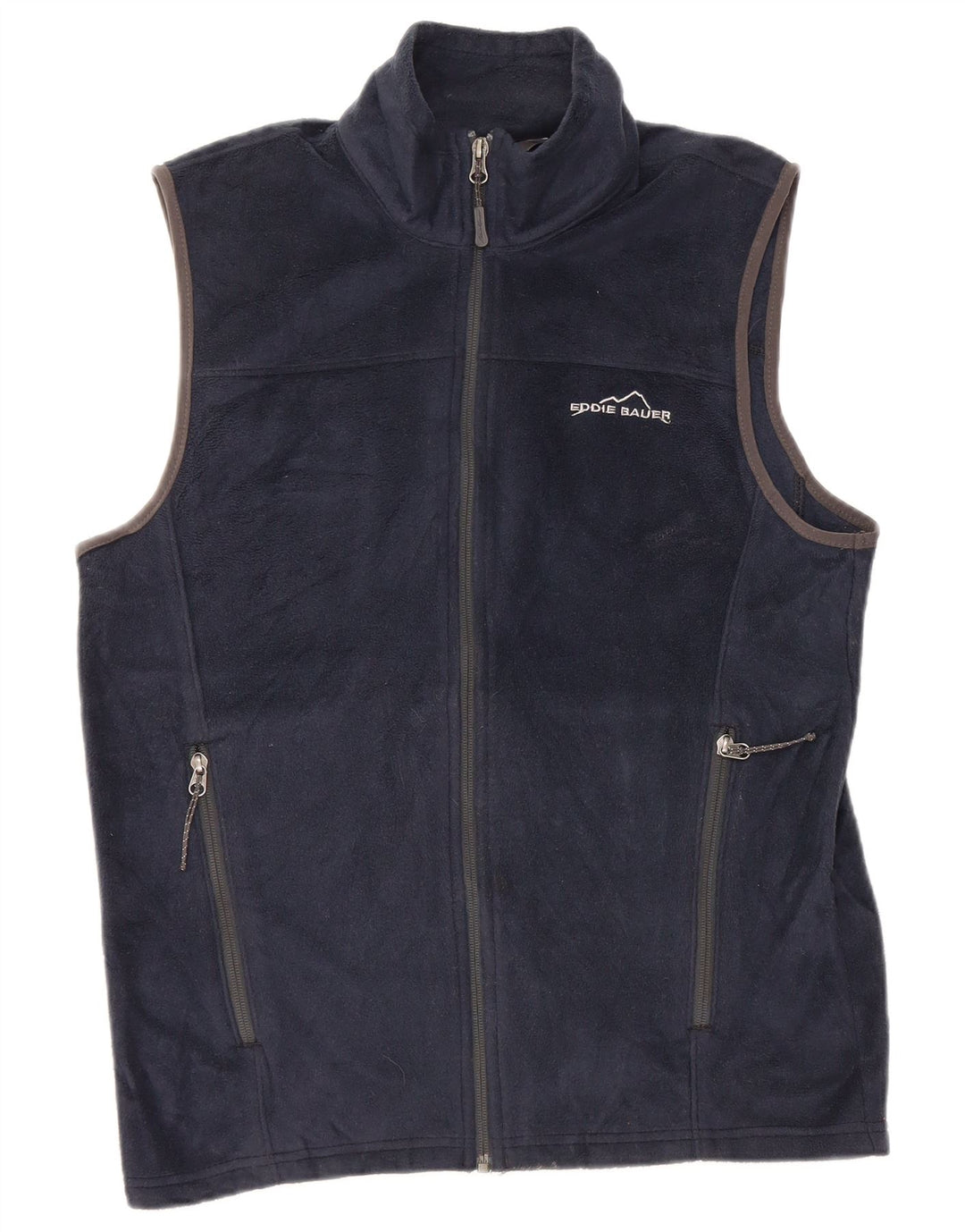 Colete de lã masculino EDDIE BAUER UK 36 pequeno poliéster azul marinho