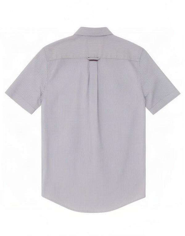 Camisa masculina de manga curta Tommy Hilfiger XS azul risca de giz algodão