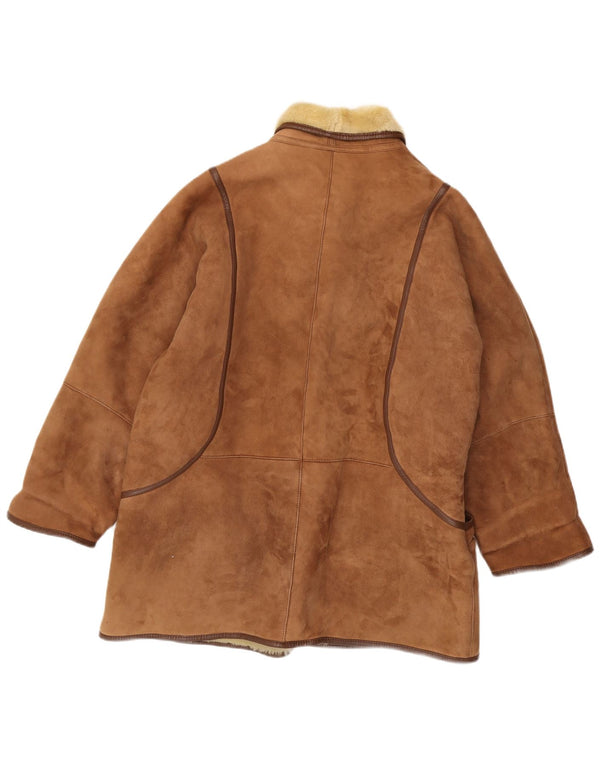Casaco feminino vintage de corte grande IT 48 XL marrom shearling
