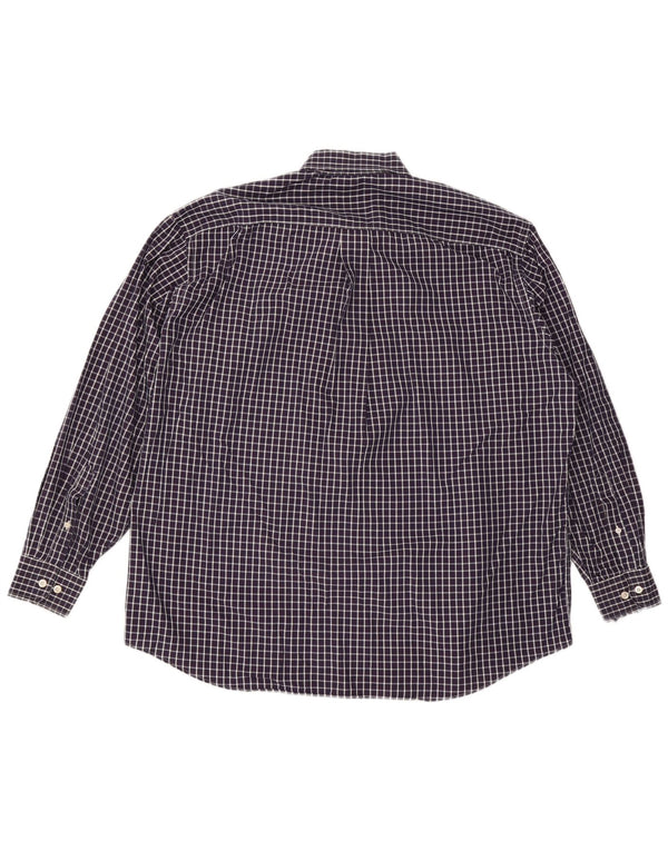 Camisa masculina Nautica Classic Fit tamanho 18 2XL algodão xadrez azul marinho