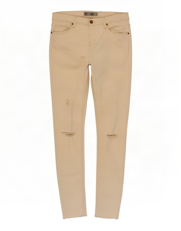 Topshop feminino Jamie Distressed jeans skinny W30 L29 algodão branco