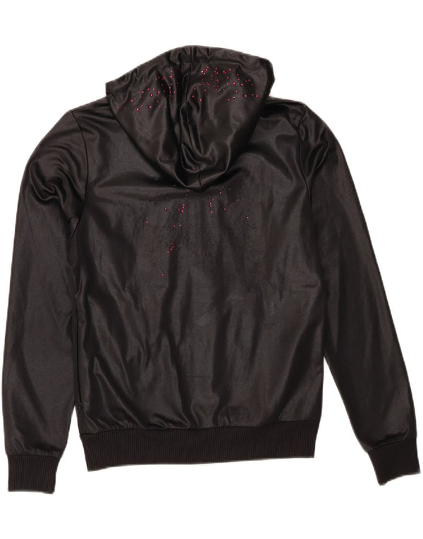 Adidas Womens Hooded Tracksuit Top Jacket EU 36 Small Black Polyester