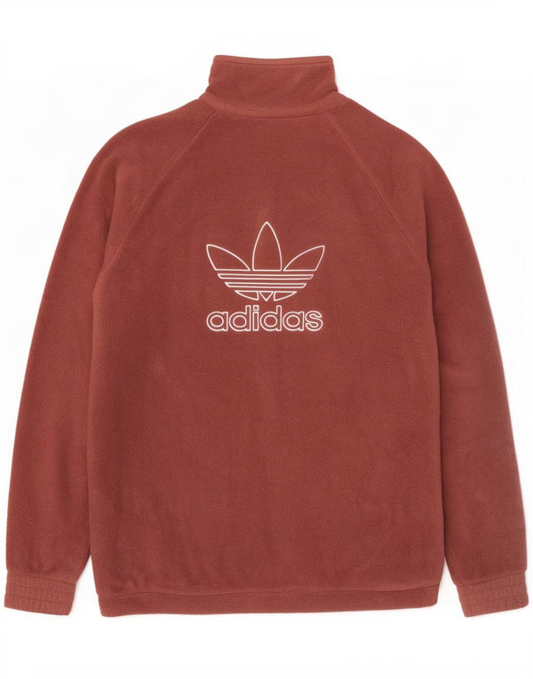 Adidas Mens Graphic Zip Neck Fleece Jumper Pequeno Marrom Poliéster