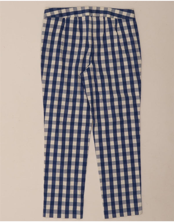 Calça feminina Boden UK 10 pequena W30 L24 algodão guingão azul