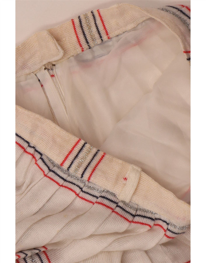Saia feminina vintage plissada linha A W26 pequena listrada branca