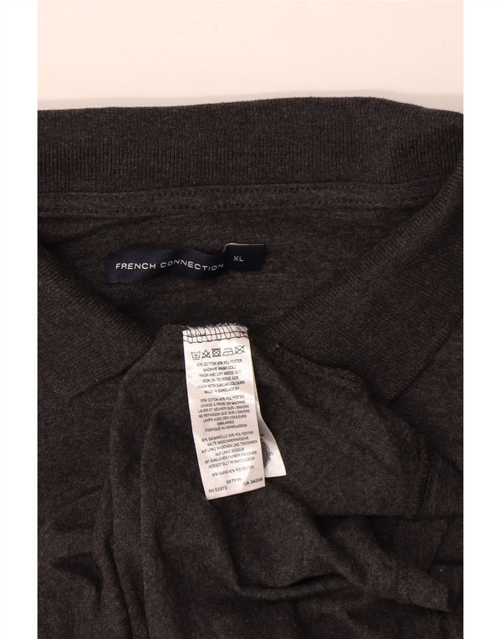 Camisa polo masculina XL da French Connection algodão manchado cinza