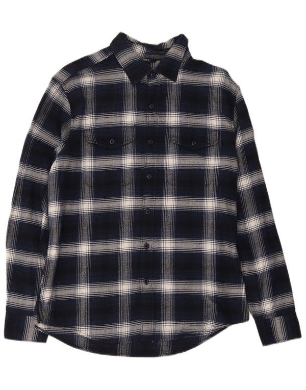 Camisa masculina de flanela American Eagle médio algodão xadrez azul marinho